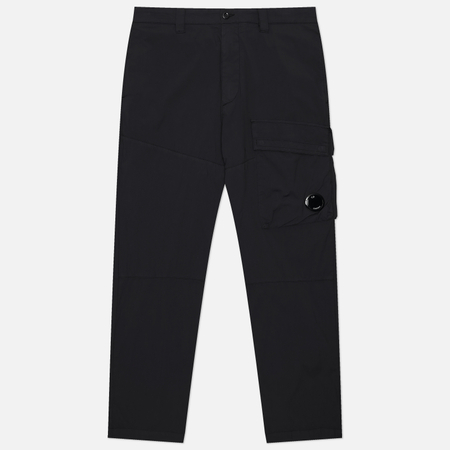 фото Мужские брюки c.p. company 50 fili stretch lens cargo regular fit, цвет чёрный, размер 50