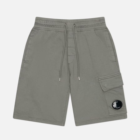 фото Мужские шорты c.p. company light fleece cargo lens detail, цвет серый, размер xl