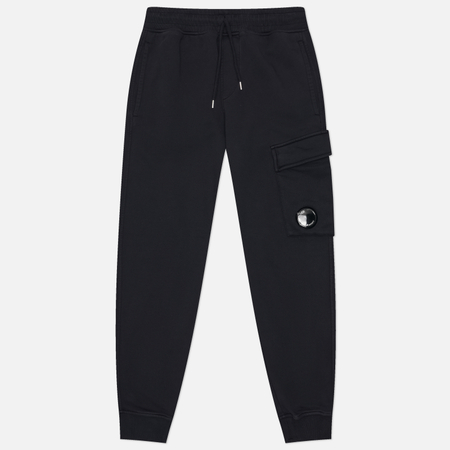фото Мужские брюки c.p. company cotton diagonal fleece lens, цвет синий, размер s