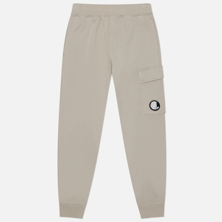 фото Мужские брюки c.p. company diagonal raised fleece lens regular fit, цвет серый, размер m