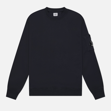 фото Мужская толстовка c.p. company cotton diagonal fleece crewneck lens, цвет синий, размер s