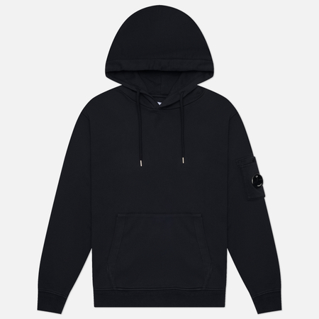фото Мужская толстовка c.p. company cotton diagonal fleece hoodie lens, цвет синий, размер xxl