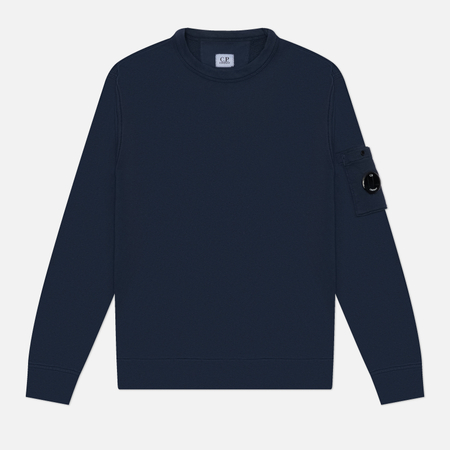 фото Мужская толстовка c.p. company malfile fleece lens crewneck, цвет синий, размер xxl