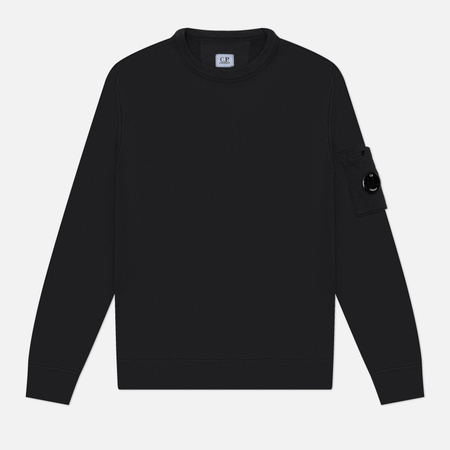 фото Мужская толстовка c.p. company malfile fleece lens crewneck, цвет чёрный, размер l