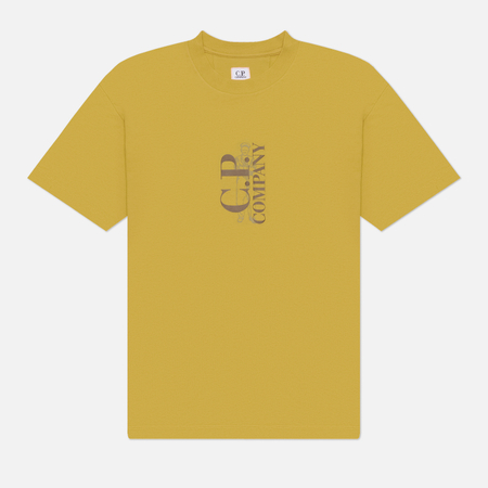 фото Мужская футболка c.p. company 30/1 jersey printed, цвет жёлтый, размер xl