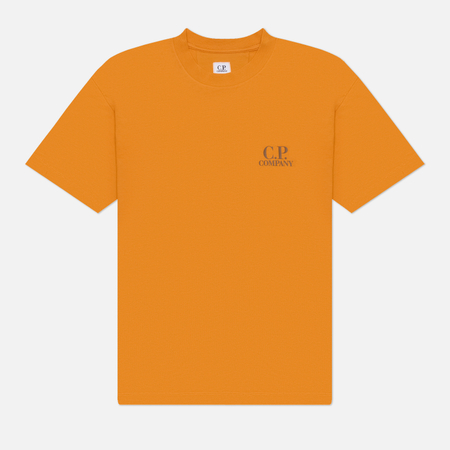 фото Мужская футболка c.p. company 30/1 jersey logo comfort, цвет оранжевый, размер s
