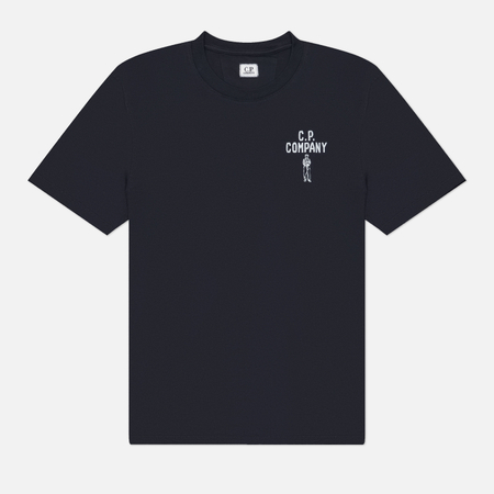 фото Мужская футболка c.p. company 30/1 jersey british sailor regular, цвет синий, размер s