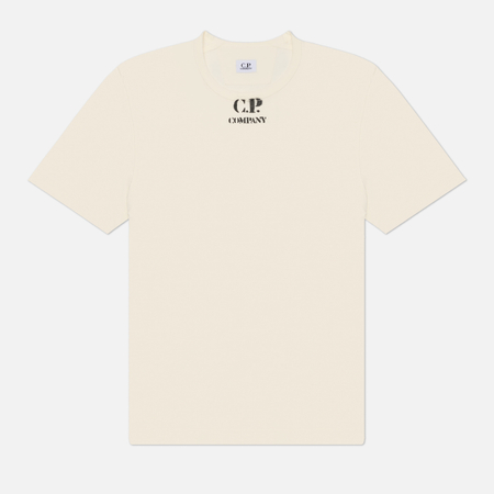 фото Мужская футболка c.p. company 1020 jersey logo stencil, цвет белый, размер l