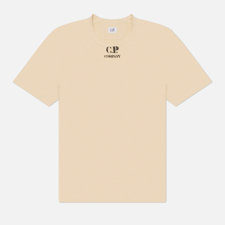 фото Мужская футболка c.p. company 1020 jersey logo stencil, цвет бежевый, размер xxl