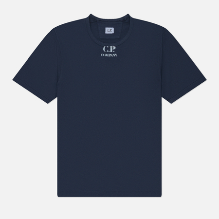 фото Мужская футболка c.p. company 1020 jersey logo stencil, цвет синий, размер l