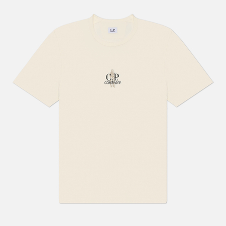 фото Мужская футболка c.p. company 1020 jersey embroidery, цвет белый, размер m