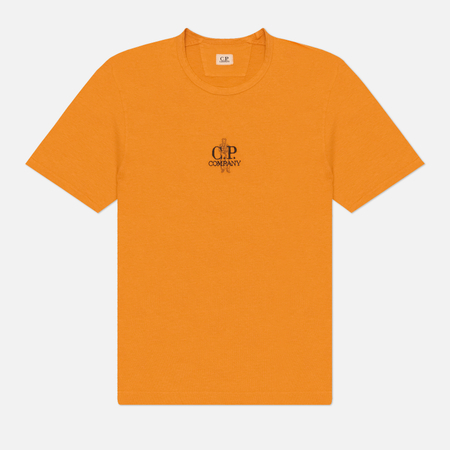фото Мужская футболка c.p. company 1020 jersey embroidery, цвет оранжевый, размер xxl