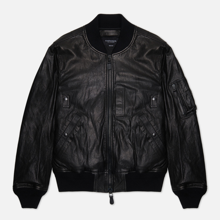 фото Мужская куртка бомбер eastlogue ma-1 leather, цвет чёрный, размер s