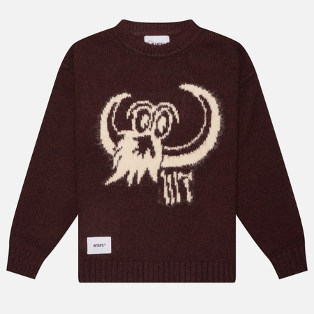 фото Мужской свитер wtaps crew neck bvo, цвет бордовый, размер m