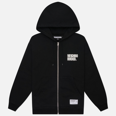 фото Мужская толстовка neighborhood classic logo zip hoodie, цвет чёрный, размер s