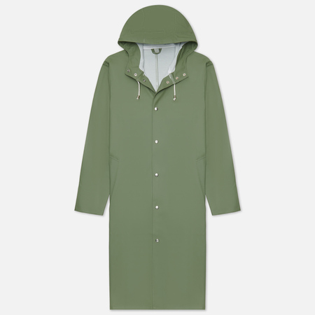 фото Мужская куртка дождевик stutterheim stockholm long, цвет зелёный, размер xs