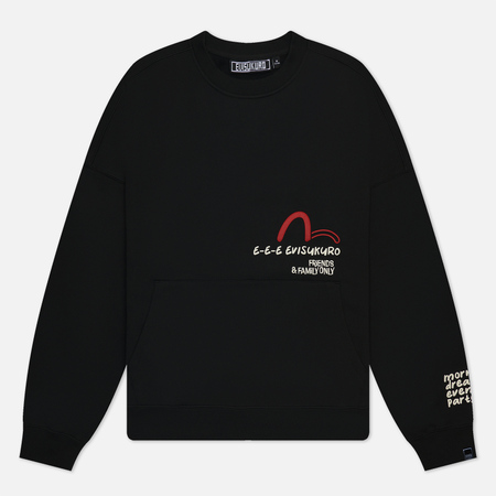 фото Мужская толстовка evisu evisukuro print crew neck, цвет чёрный, размер s