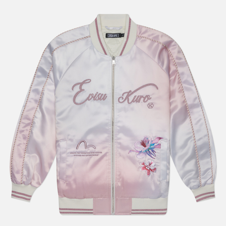 фото Женская куртка бомбер evisu evisukuro embroidered virtual floral souvenir, цвет розовый, размер xs