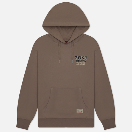 фото Мужская толстовка evisu evergreen double kamon embroidered hoodie, цвет бежевый, размер s