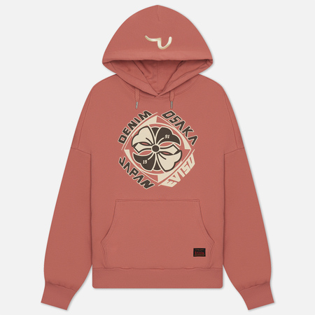 фото Мужская толстовка evisu evergreen kamon embroidered hoodie, цвет розовый, размер s