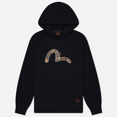 фото Мужская толстовка evisu deer & treasure seagull embroidered hoodie, цвет чёрный, размер s