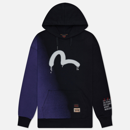 фото Мужская толстовка evisu seagull print slogan print on left sleeve hoodie, цвет фиолетовый, размер s