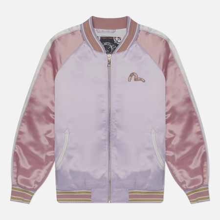 фото Женская куртка бомбер evisu goldfish & floral wave embroidered souvenir, цвет розовый, размер xs
