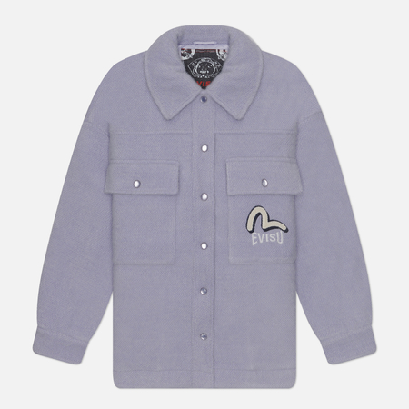 фото Женская рубашка evisu evisu & seagull applique embroidered, цвет фиолетовый, размер xs