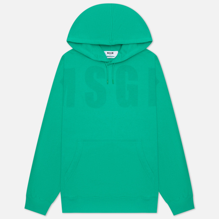 фото Мужская толстовка msgm macrologo tonal print hoodie, цвет зелёный, размер s