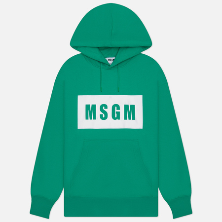 фото Мужская толстовка msgm box logo print hoodie, цвет зелёный, размер s
