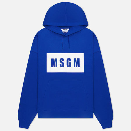 фото Мужская толстовка msgm box logo print hoodie, цвет синий, размер s