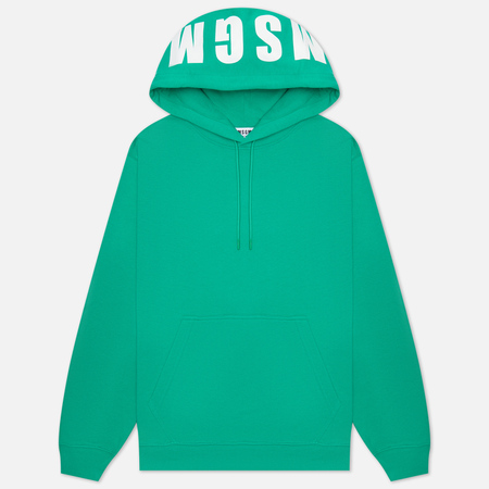 фото Мужская толстовка msgm maxilogo print hoodie, цвет зелёный, размер s