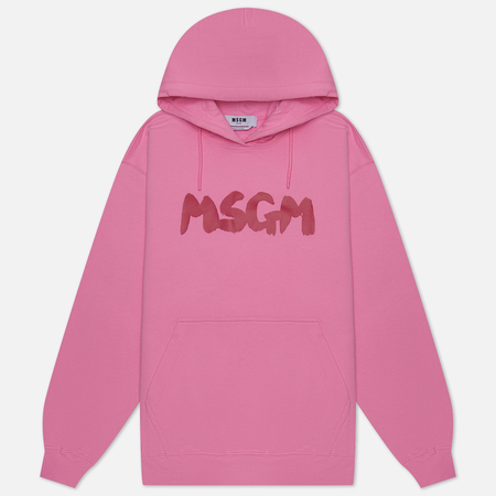 фото Женская толстовка msgm new logo brush hoodie, цвет розовый, размер xs