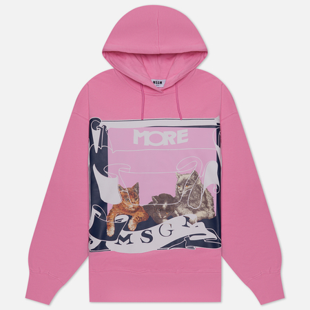 фото Женская толстовка msgm x lorenza longhi cats hoodie, цвет розовый, размер xs