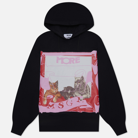 фото Женская толстовка msgm x lorenza longhi cats hoodie, цвет чёрный, размер xs