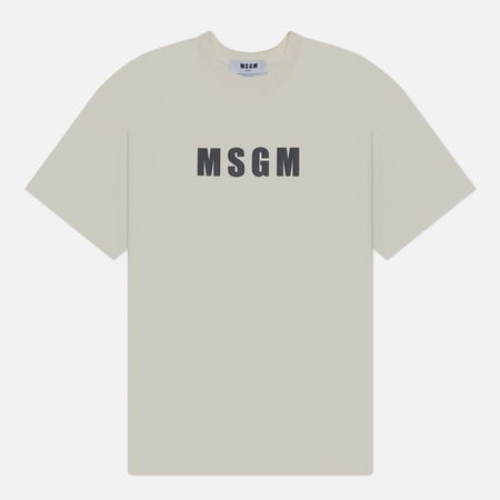 фото Мужская футболка msgm macrologo print, цвет бежевый, размер s