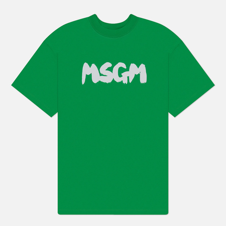 фото Мужская футболка msgm new brush stroke, цвет зелёный, размер s