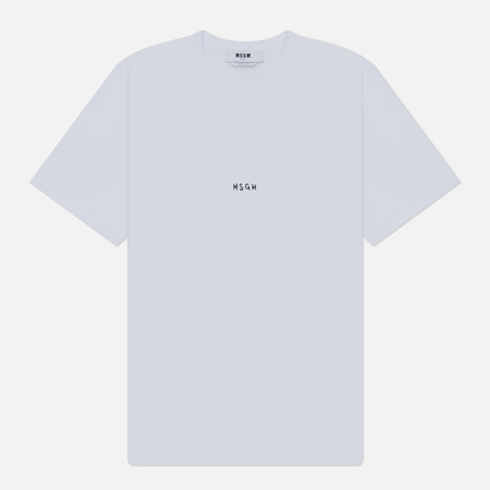 фото Мужская футболка msgm brush stroke micrologo print regular, цвет белый, размер s