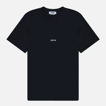 фото Мужская футболка msgm brush stroke micrologo print regular, цвет чёрный, размер s