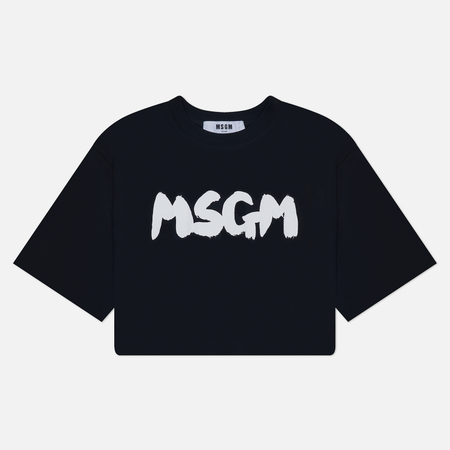 фото Женская футболка msgm new logo brush, цвет чёрный, размер xs