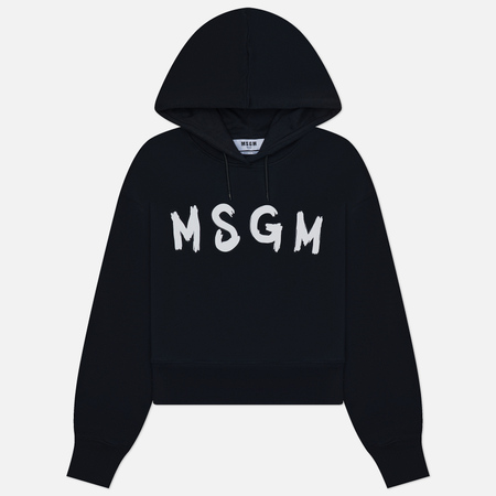 фото Женская толстовка msgm contrast impact hoodie, цвет чёрный, размер xs