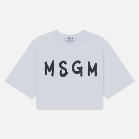 фото Женская футболка msgm contrast impact, цвет белый, размер xs
