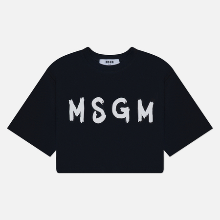 фото Женская футболка msgm contrast impact, цвет чёрный, размер xs