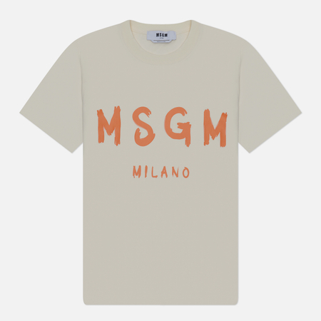 фото Женская футболка msgm brush stroke logo, цвет белый, размер xs