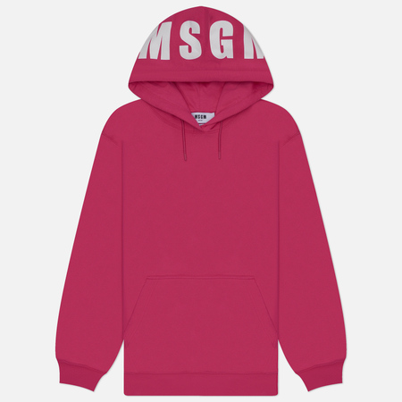 фото Женская толстовка msgm macrologo print hoodie, цвет розовый, размер xs