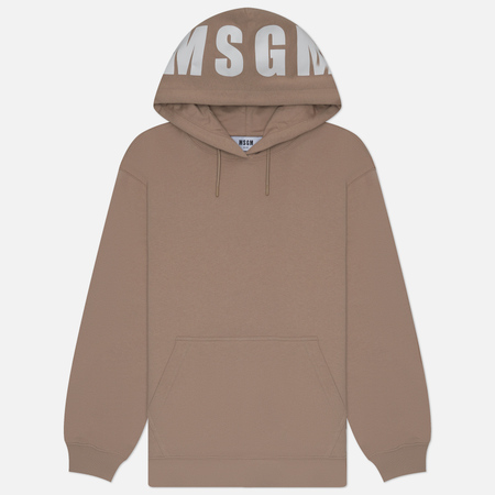 фото Женская толстовка msgm macrologo print hoodie, цвет бежевый, размер xs