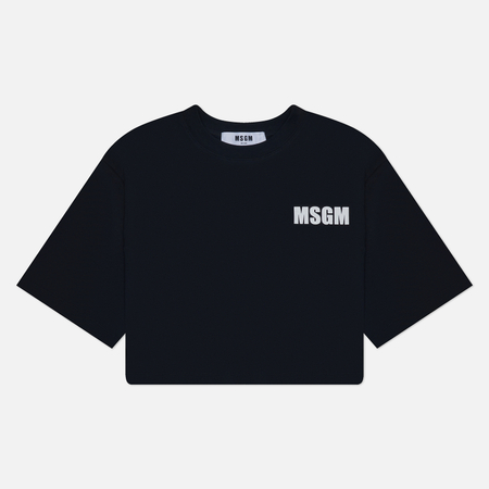 фото Женская футболка msgm never look back, цвет чёрный, размер xs