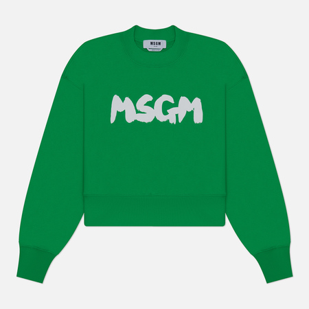 фото Женская толстовка msgm new logo brush print, цвет зелёный, размер xs