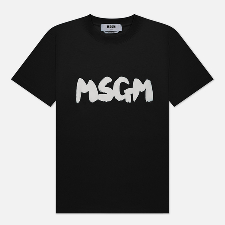 фото Женская футболка msgm logo brush print, цвет чёрный, размер s