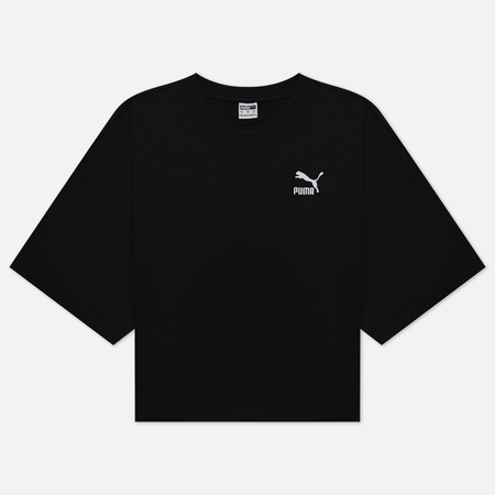 фото Женская футболка puma classics oversized, цвет чёрный, размер xs